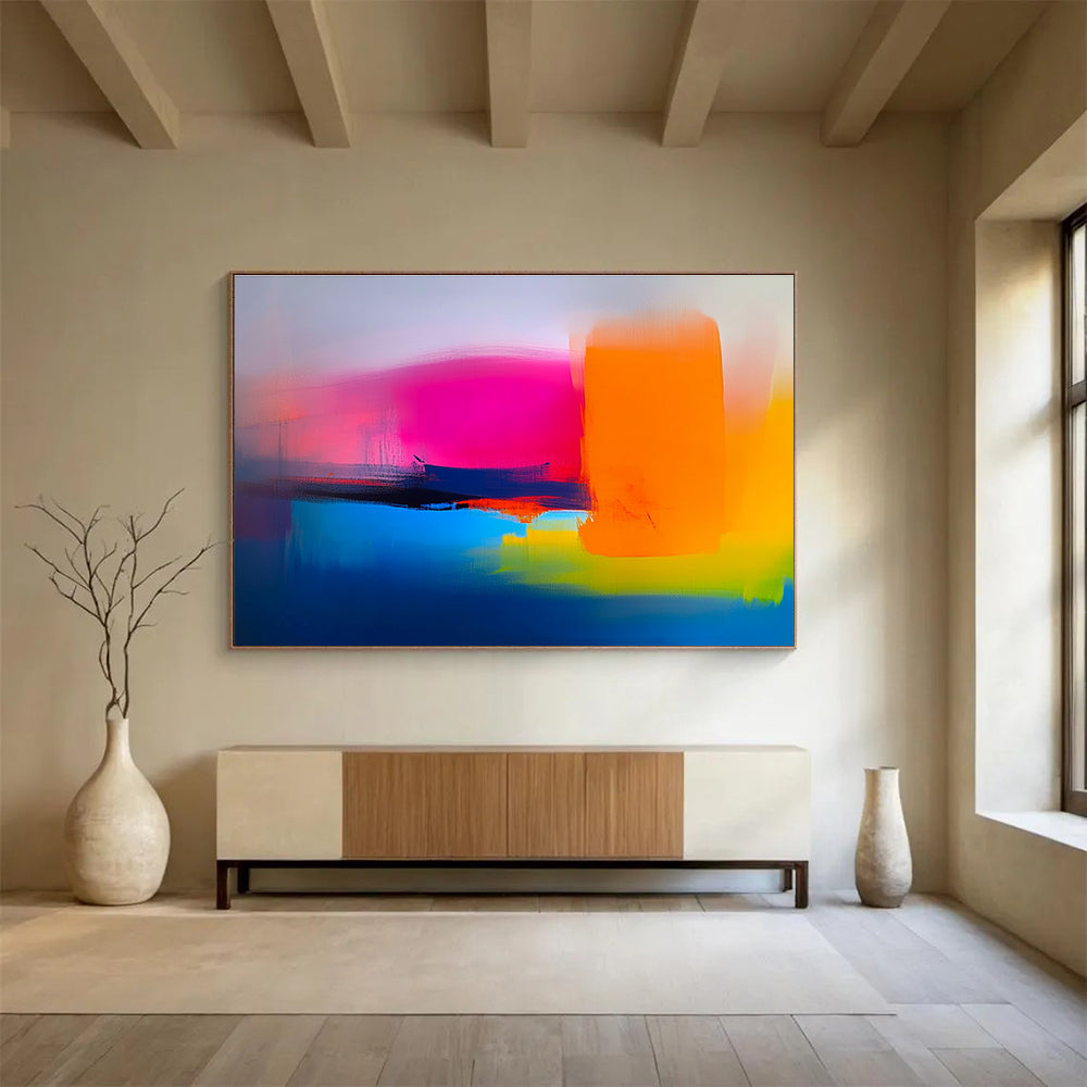Neon Color Abstract Painting with Bold Shapes DYP308