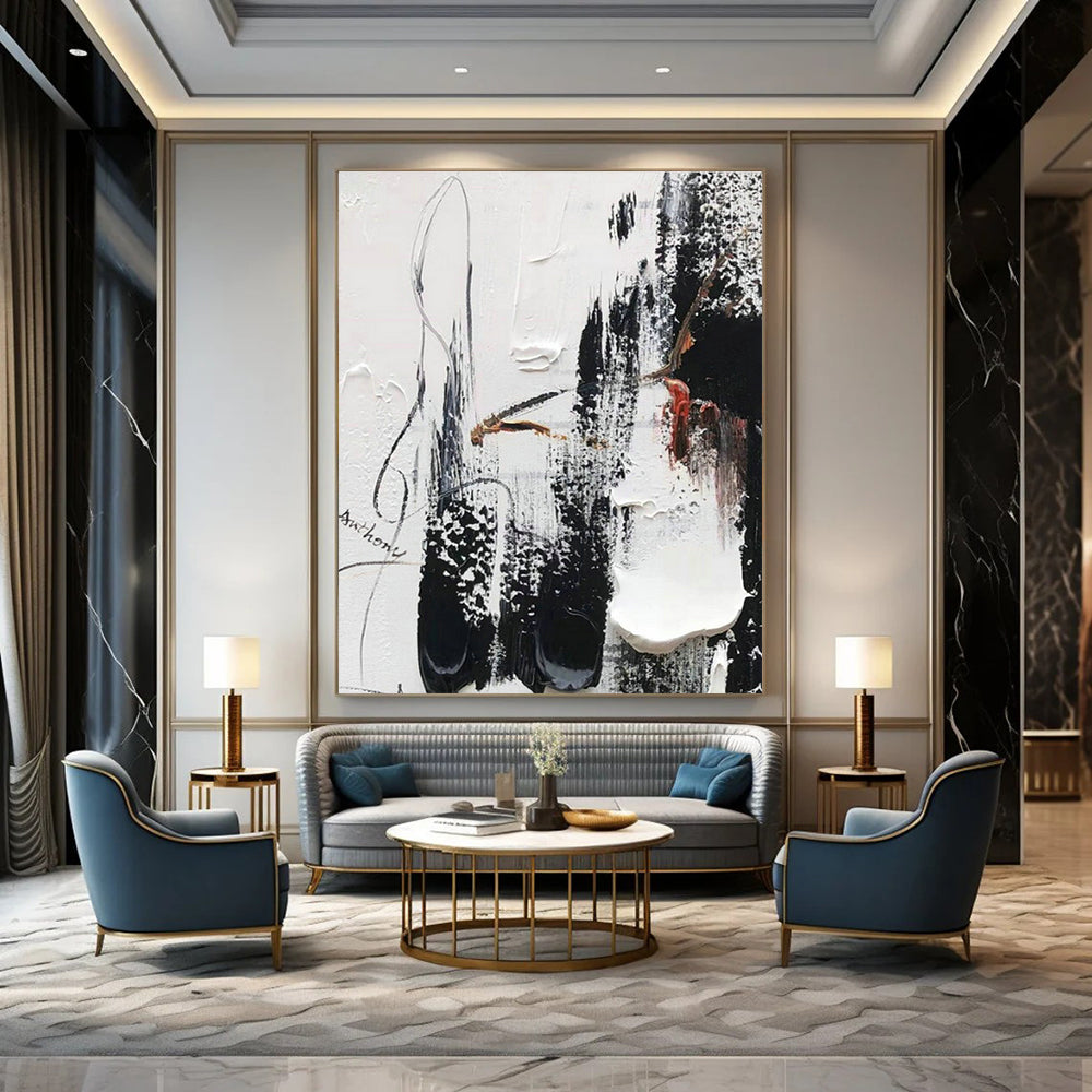 Original Handmade Abstract Painting for Dining Room Buffet Area and Entryway Console Table Wall DLZ1675