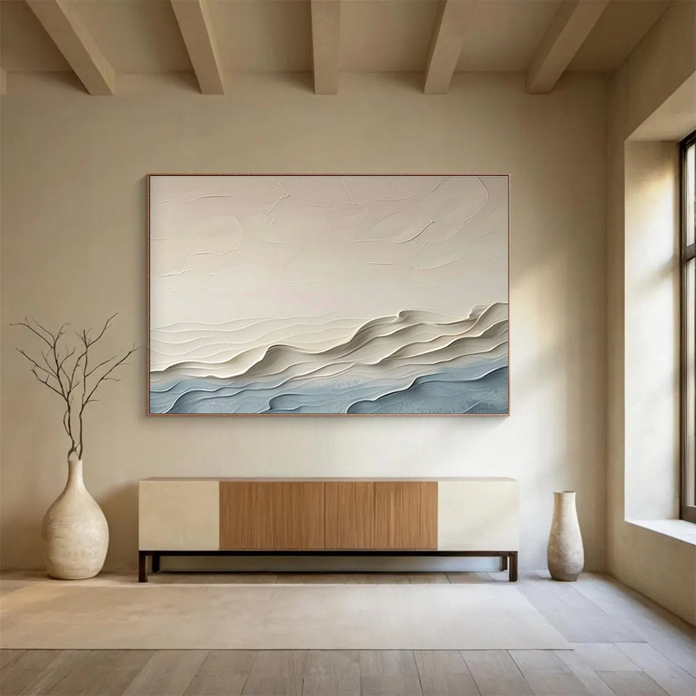 Minimalist Textured Abstract Painting with Neutral Shades THY253