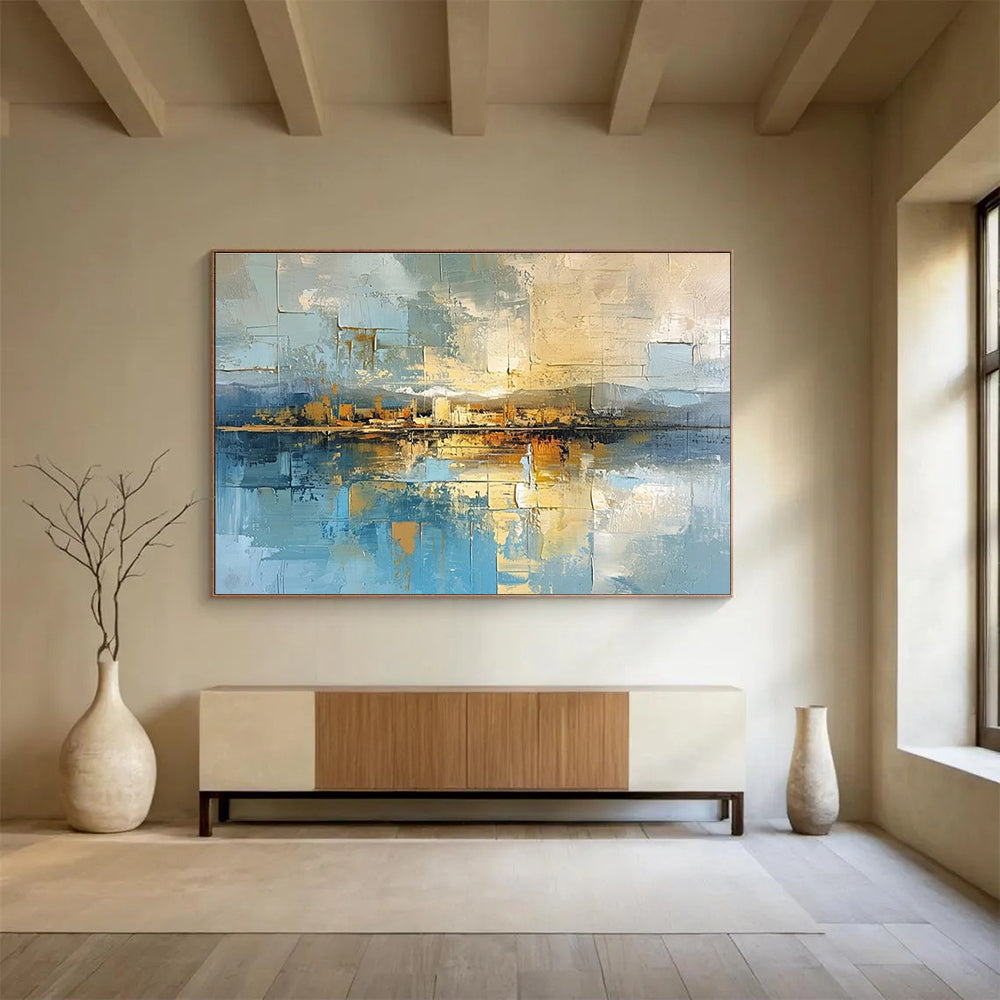 Blue Toned Cityscape Abstract Painting THY049