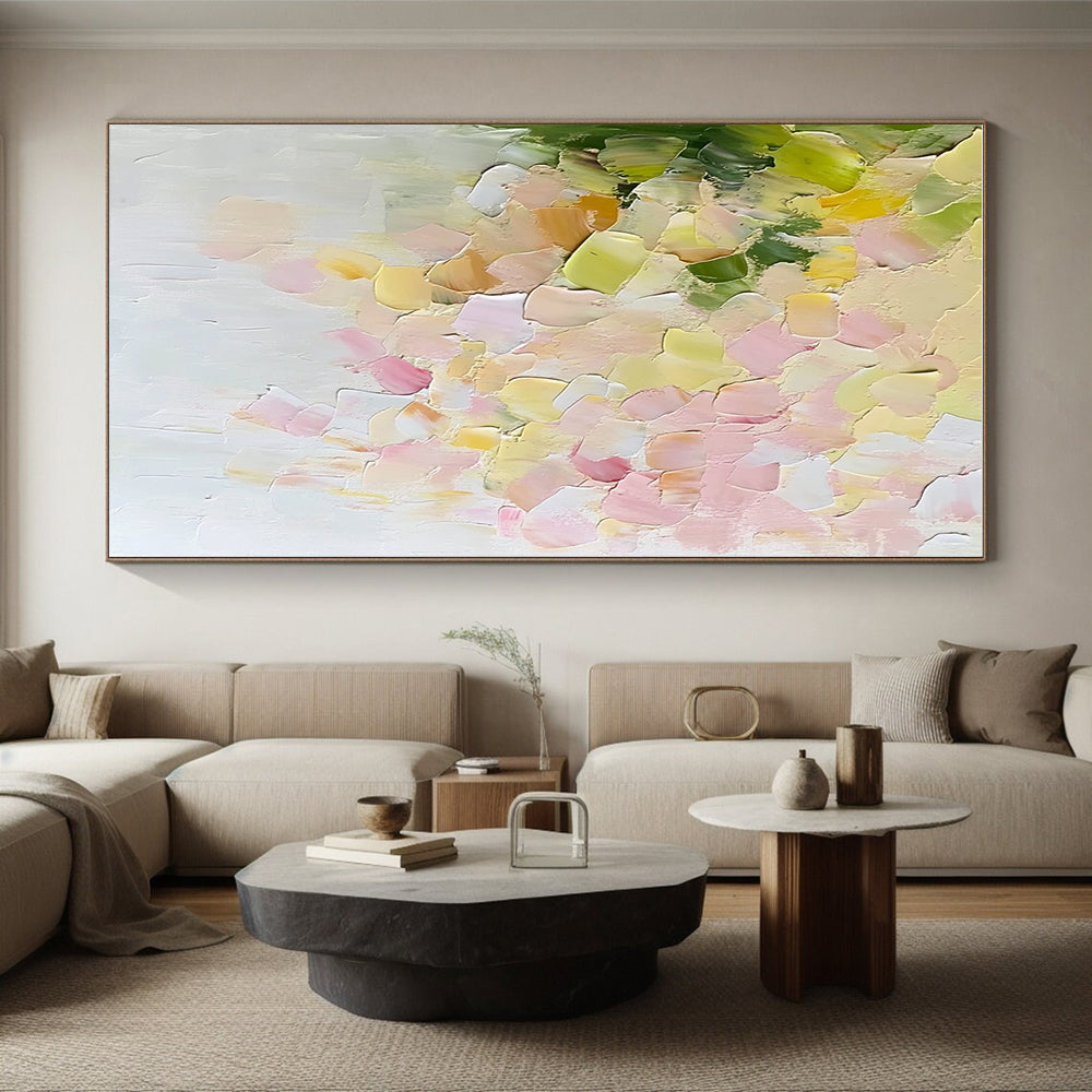 Textured Pastel Flower Abstract Painting with Impasto Technique GER415