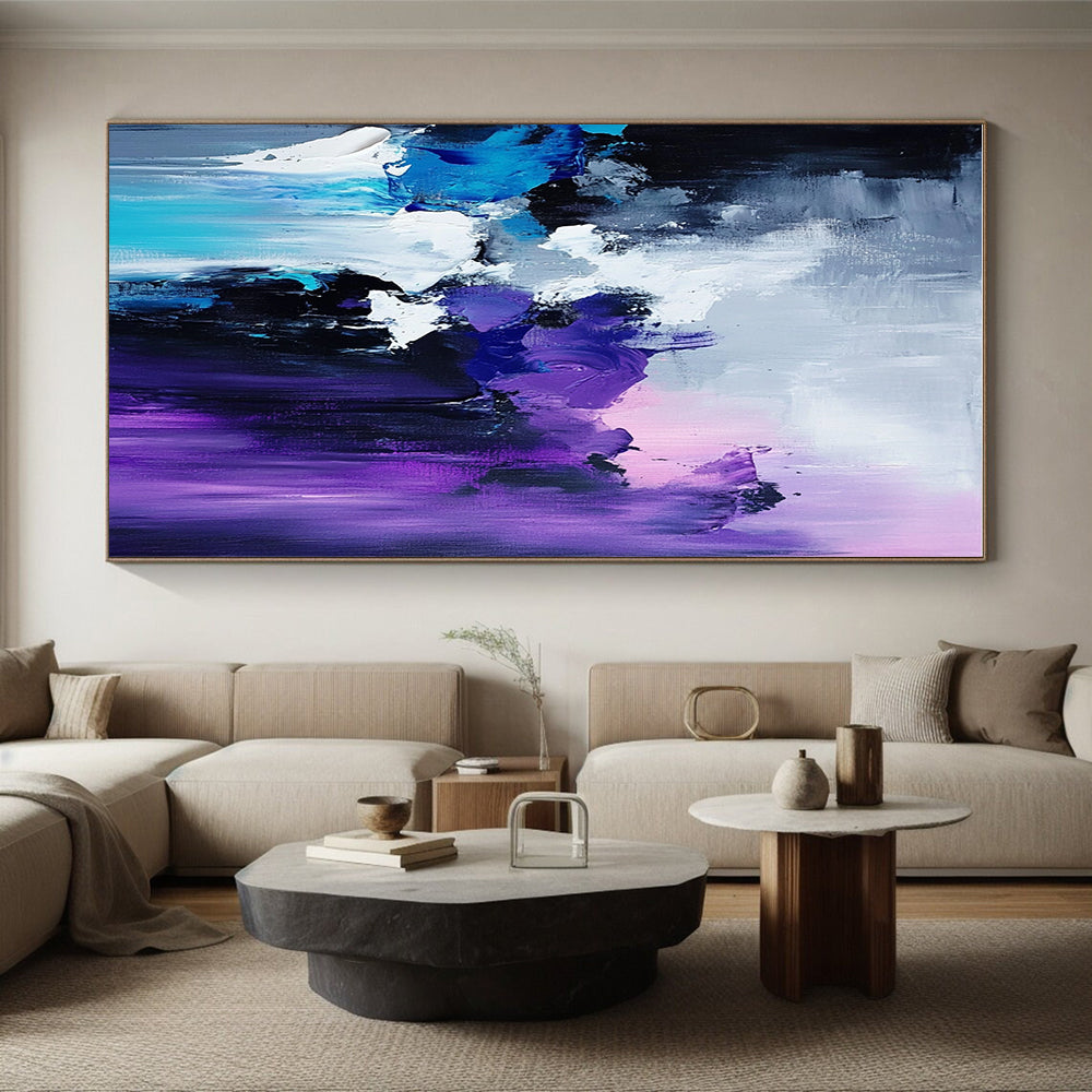 Purple Blue Gray Abstract Painting with Expressive Textures GER515
