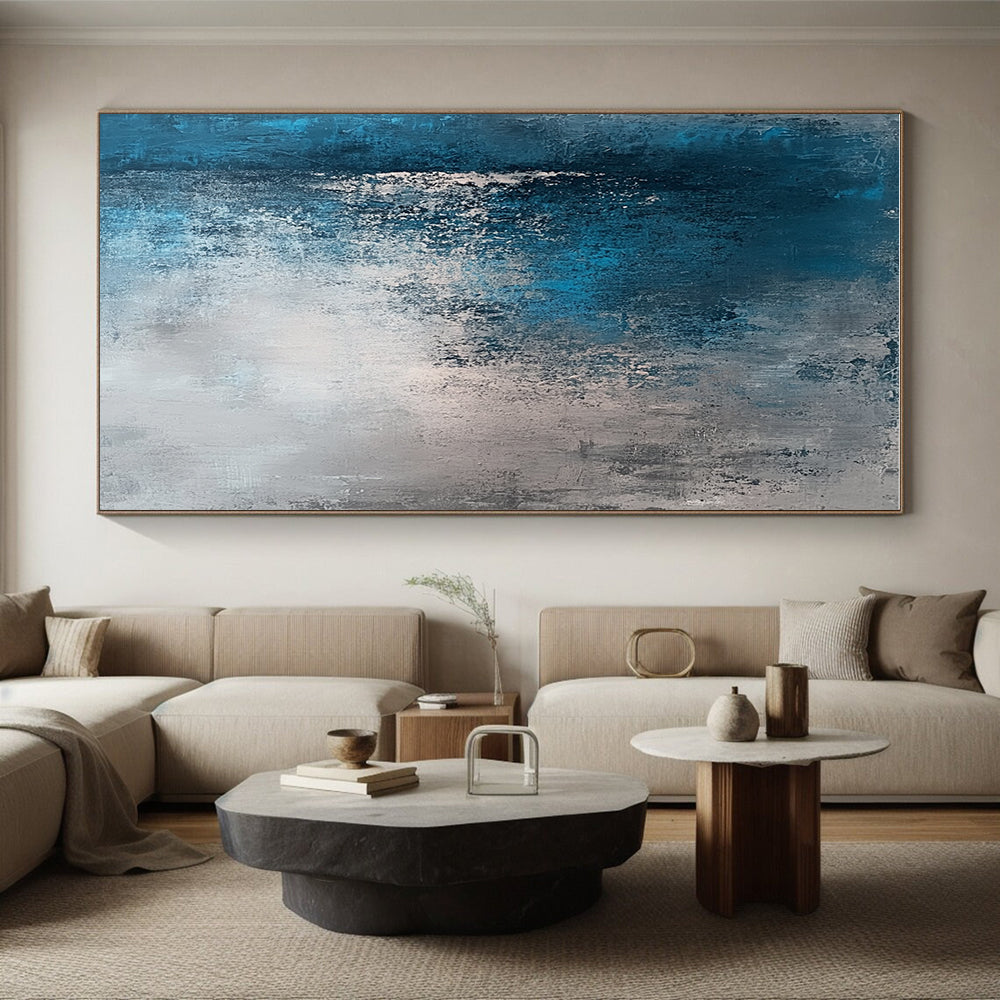 Blue and Gray Textured Gradient Abstract Painting GER213