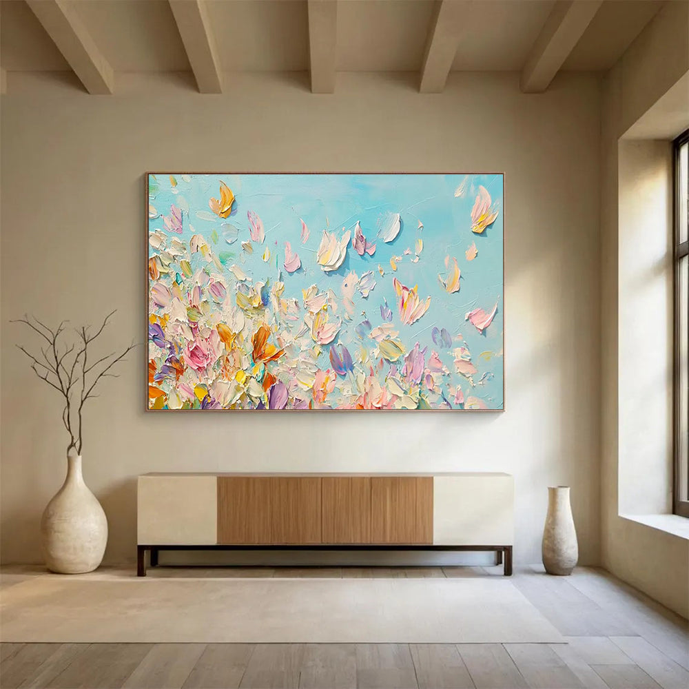 Petal Dance Abstract Painting with Soft, Airy Colors THY410