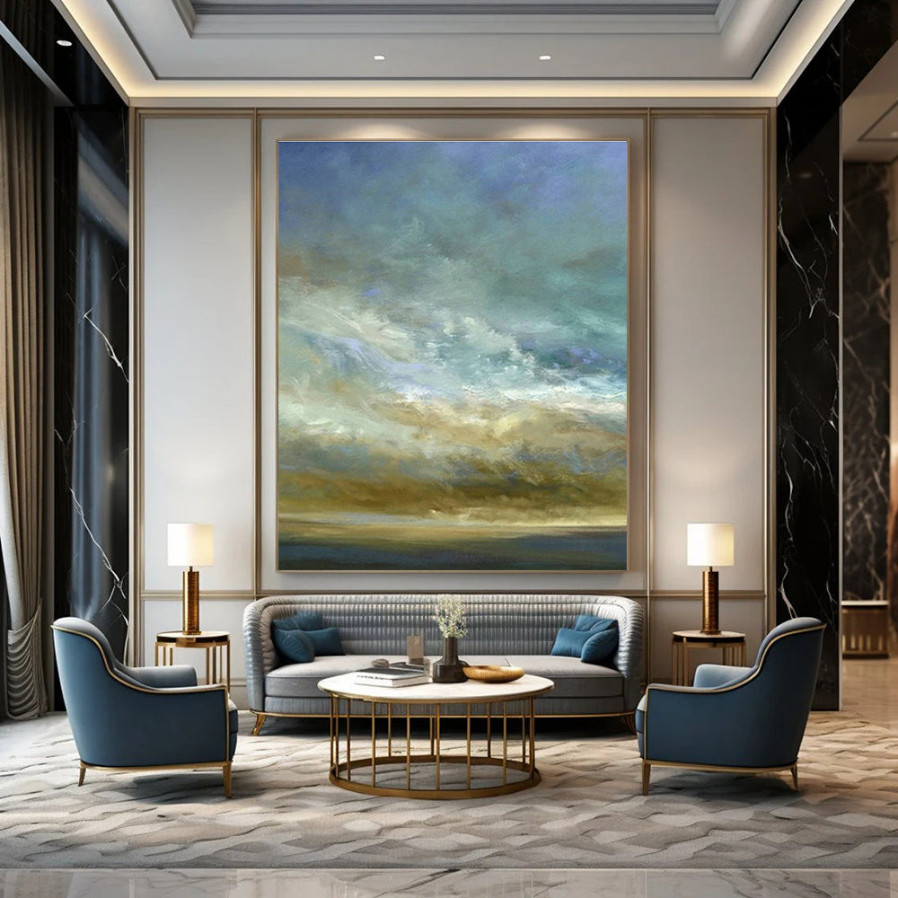 Modern-Style Hand-Painted Abstract Mural, Creating an Artistic Atmosphere for Office and Entrance DLZ0960