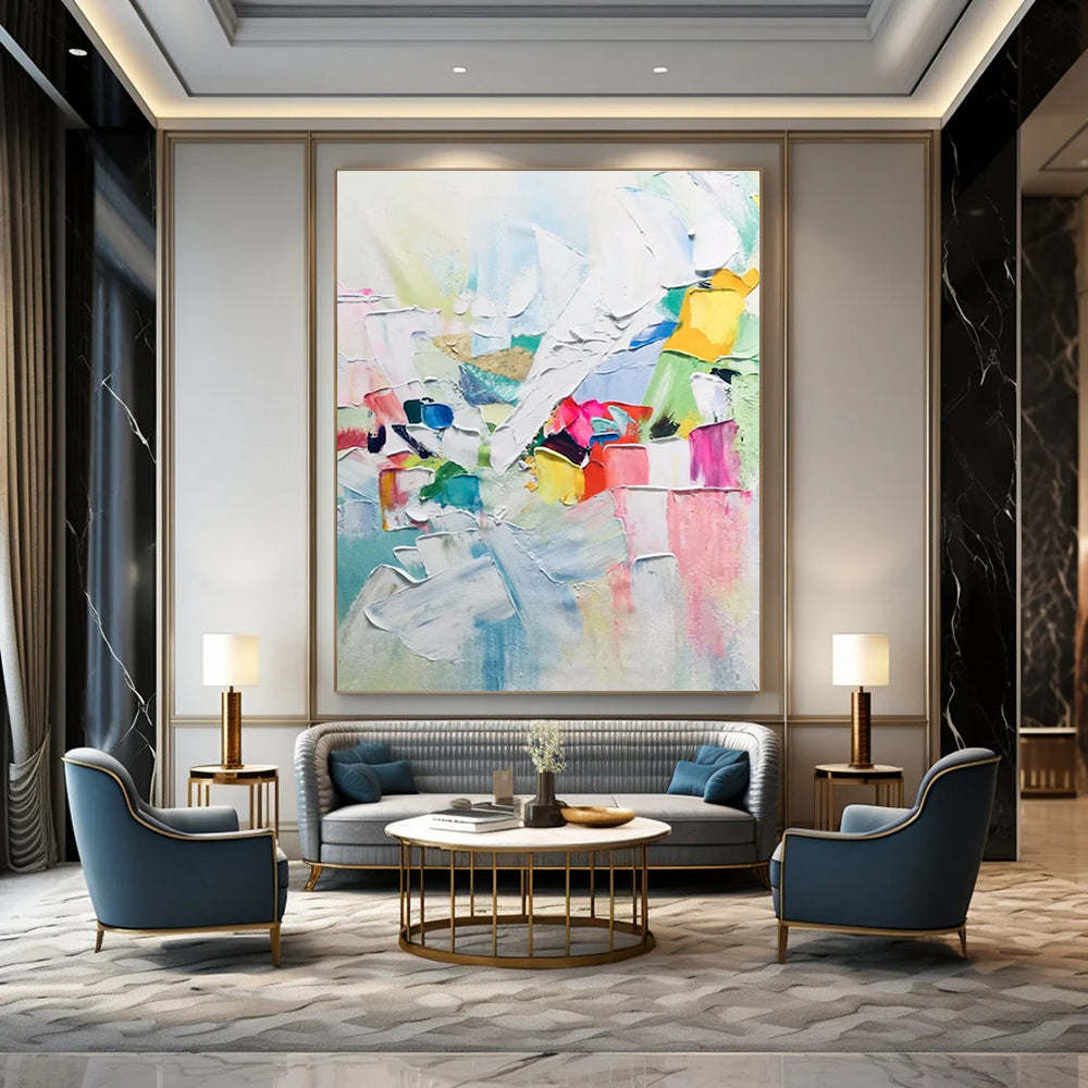 Colorful Block Abstract Painting with White Dominance (Repeat) ADGE279
