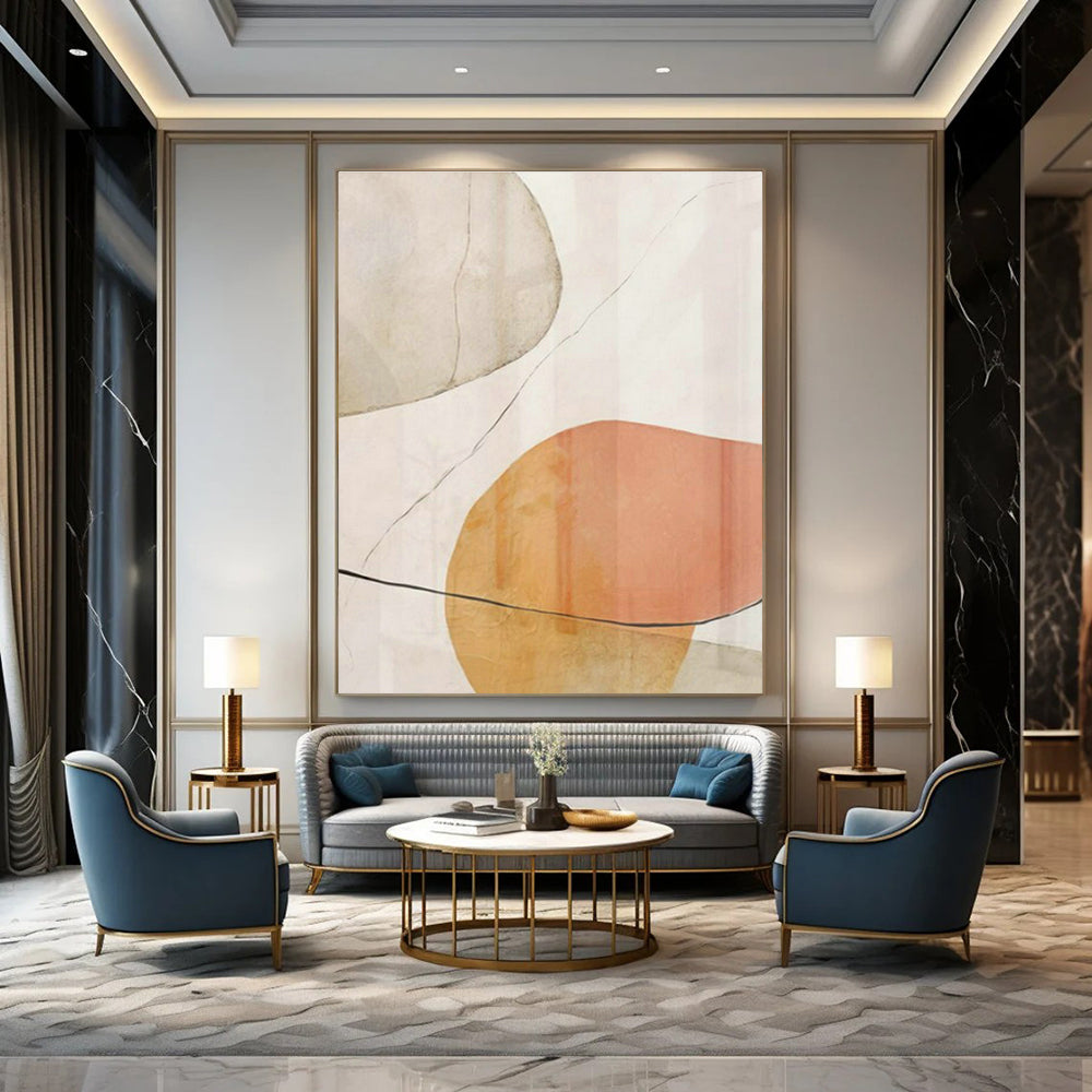 Oversized Custom Hand-Painted Abstract Canvas for Office Reception and Cottage Hallway Bicycle Storage Niche DLZ1958