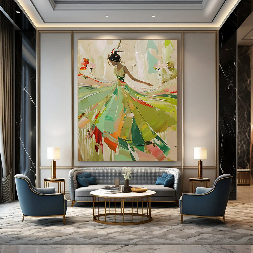Colorful Dancing Lady Abstract Painting with Flowing Dress ADGE082