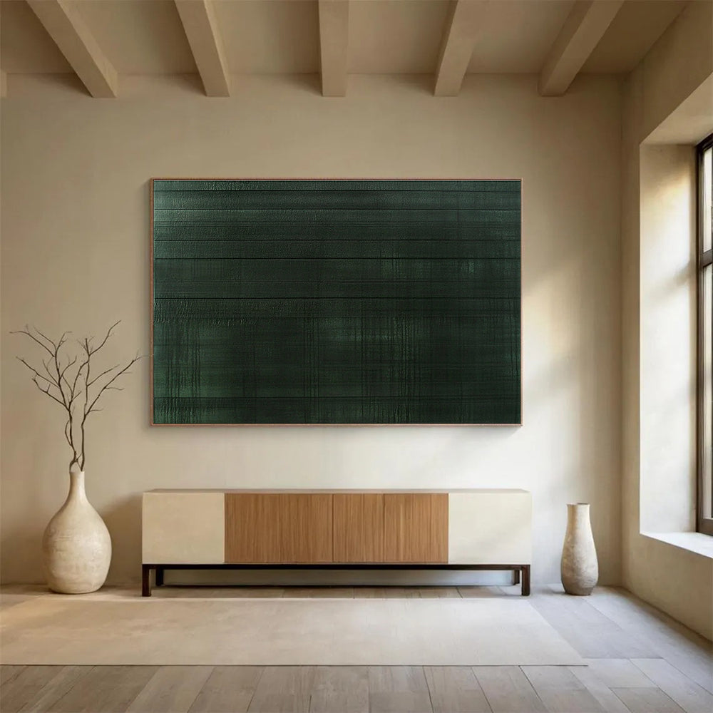Dark Green Textured - Striped Abstract Painting DYP050