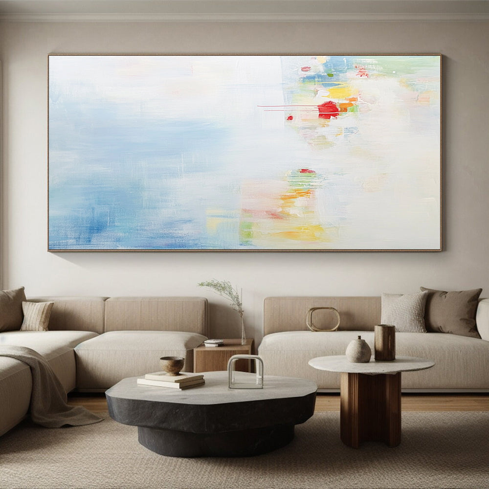 Light - hued Colorful Abstract Painting with Subtle Drips GER411