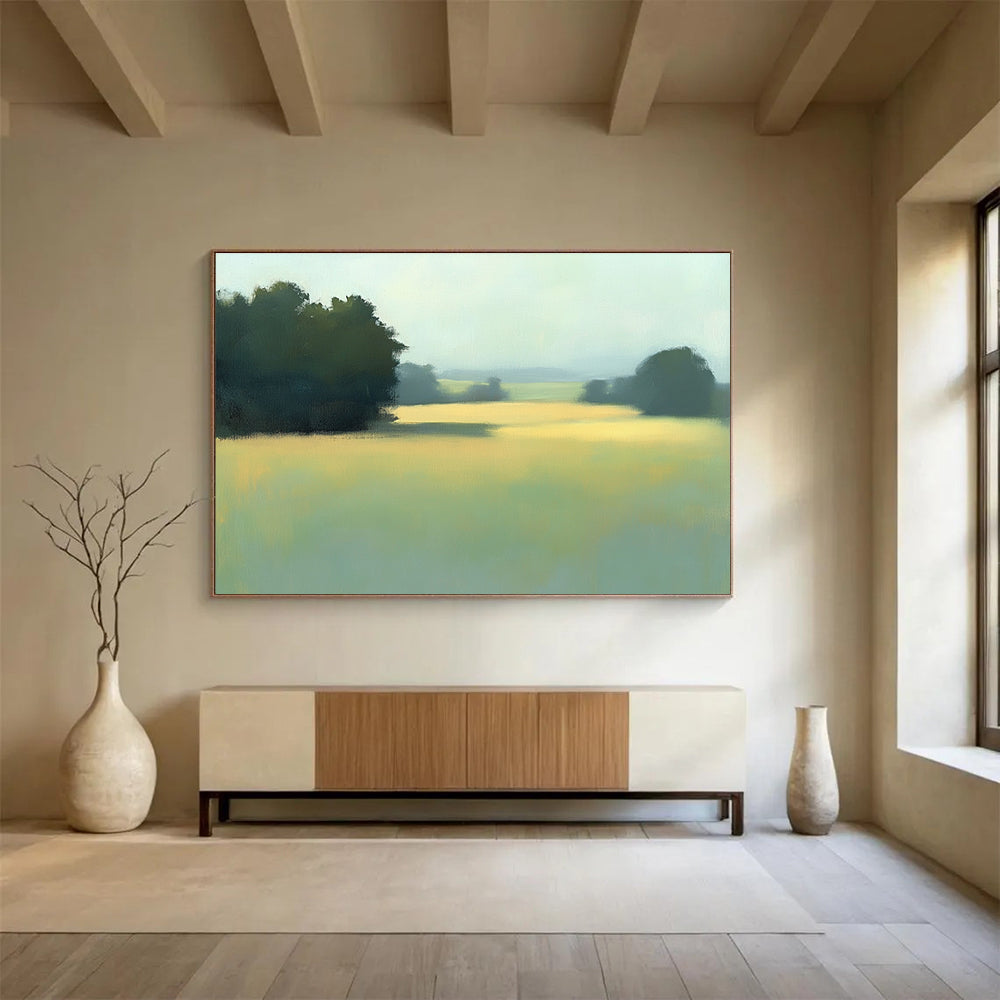 Soft Toned Misty Field Landscape Abstract Painting DYP091