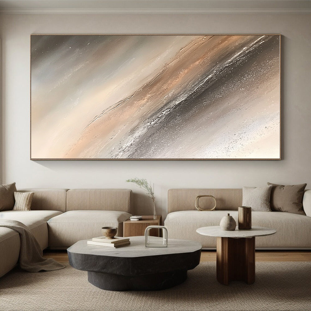 Beige Gray Abstract Painting with Subtle Textures GER794