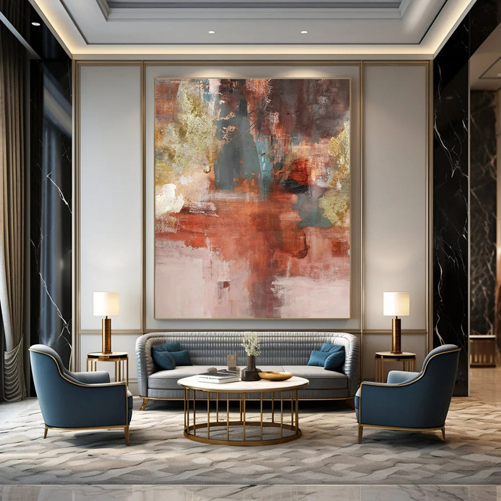 Massive Custom Abstract Paintings for Dining Room Banquet Hall Table Centerpiece Bases & Office Training Center Podium Sides DLZ0915