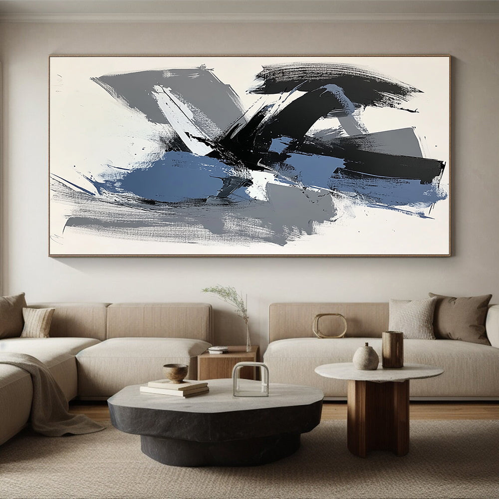Black Gray Blue Abstract Painting GER824