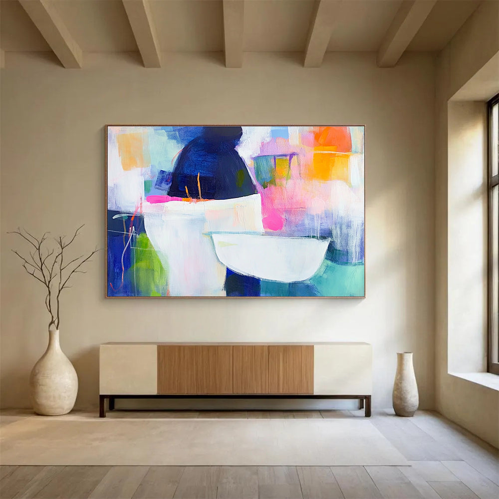 Abstract Vessel Composition Painting with Colorful Background DYP464