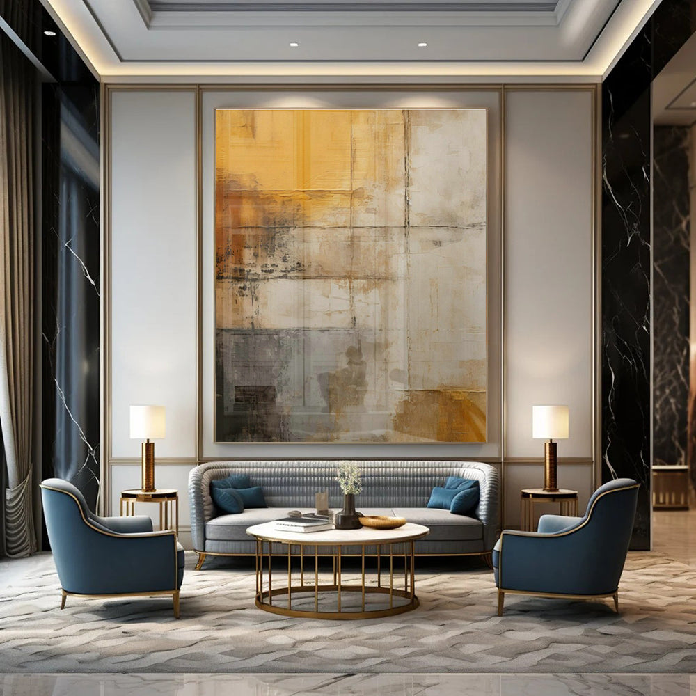 Extra-large Custom Hand-Painted Abstract Canvas for Dining Room Buffet Area and Cottage Office Nook Wall DLZ1954