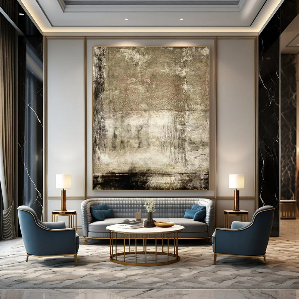 Hand - Painted Abstract Art for Dining Room Bay Window Seat Cushions & Entryway Console Table Drawer Inserts DLZ0875