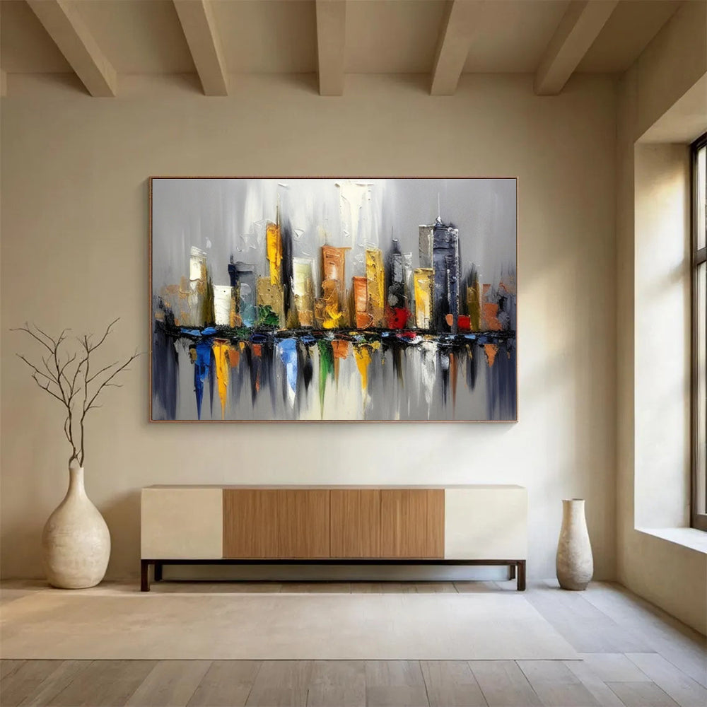 Colorful City Skyline Abstract Painting THY066