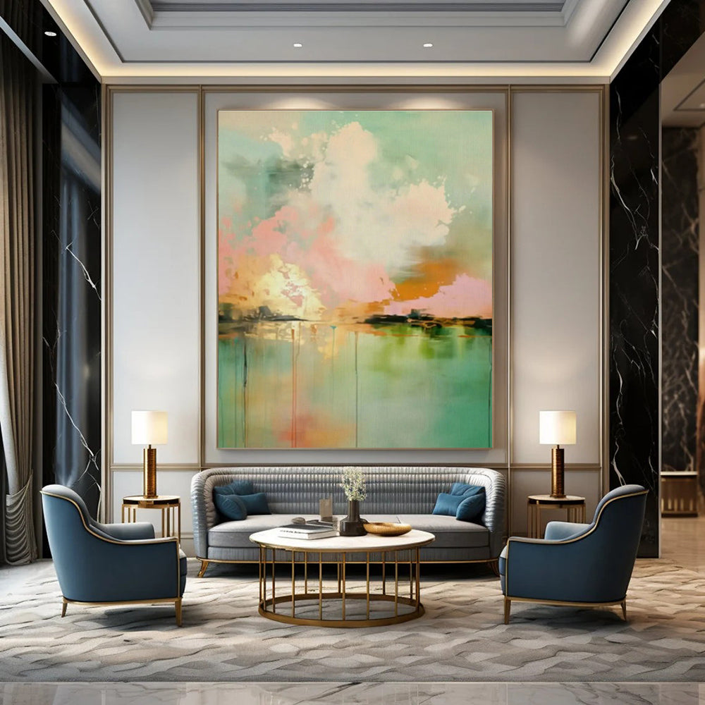Hand-Painted Custom Large Abstract Painting for Living Room & Bedroom DLZ1001