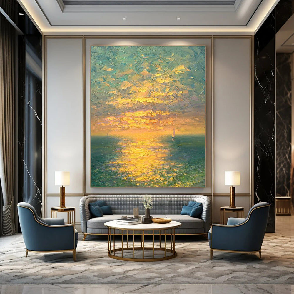Vast - Scale Custom Abstract Paintings for Cottage Dining Room Fireplaces & Office Break Room Nooks DLZ0734