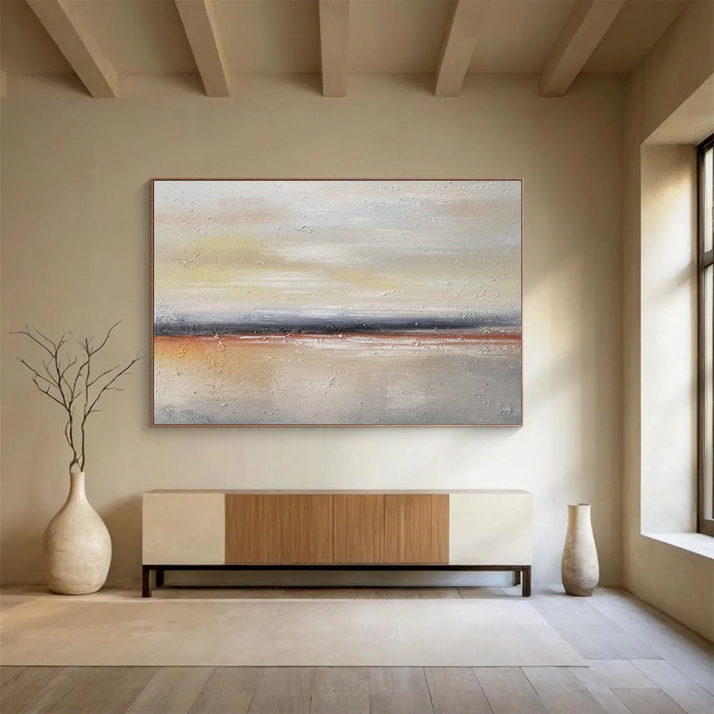 Minimalist Toned Sea Sky Abstract Painting THY018