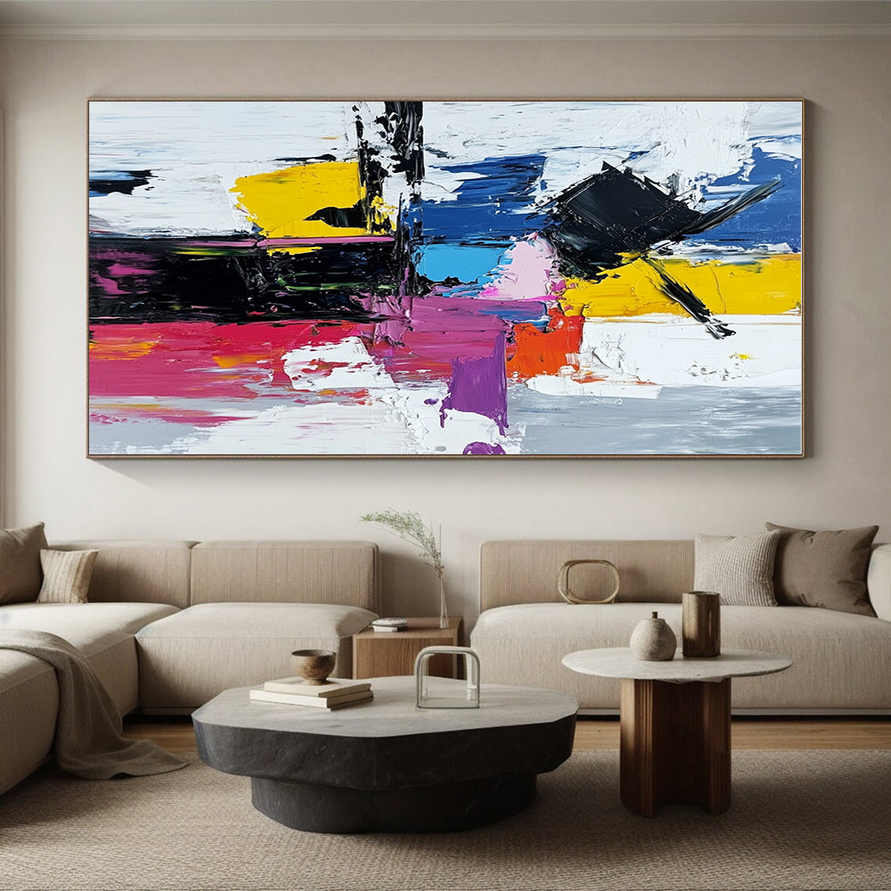 Multicolor Block Abstract Painting with Thick Brushstrokes GER732