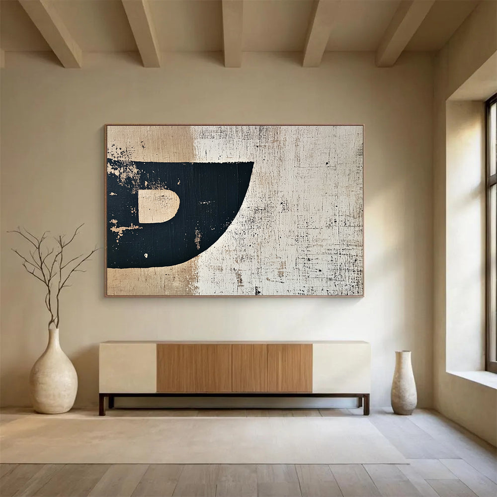 Black Beige Textured - Minimalist Abstract Painting DYP030