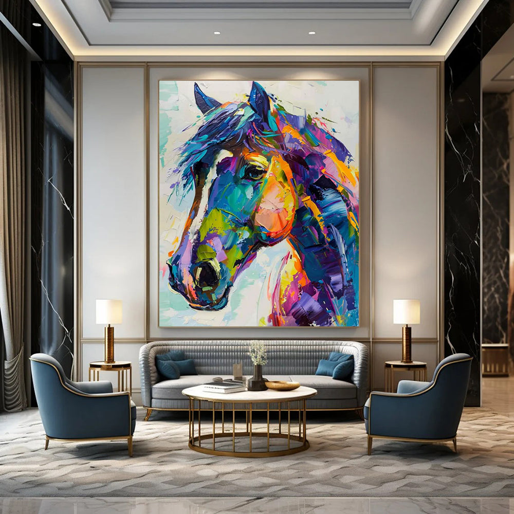 Colorful Horse Head Abstract Painting ADGE086