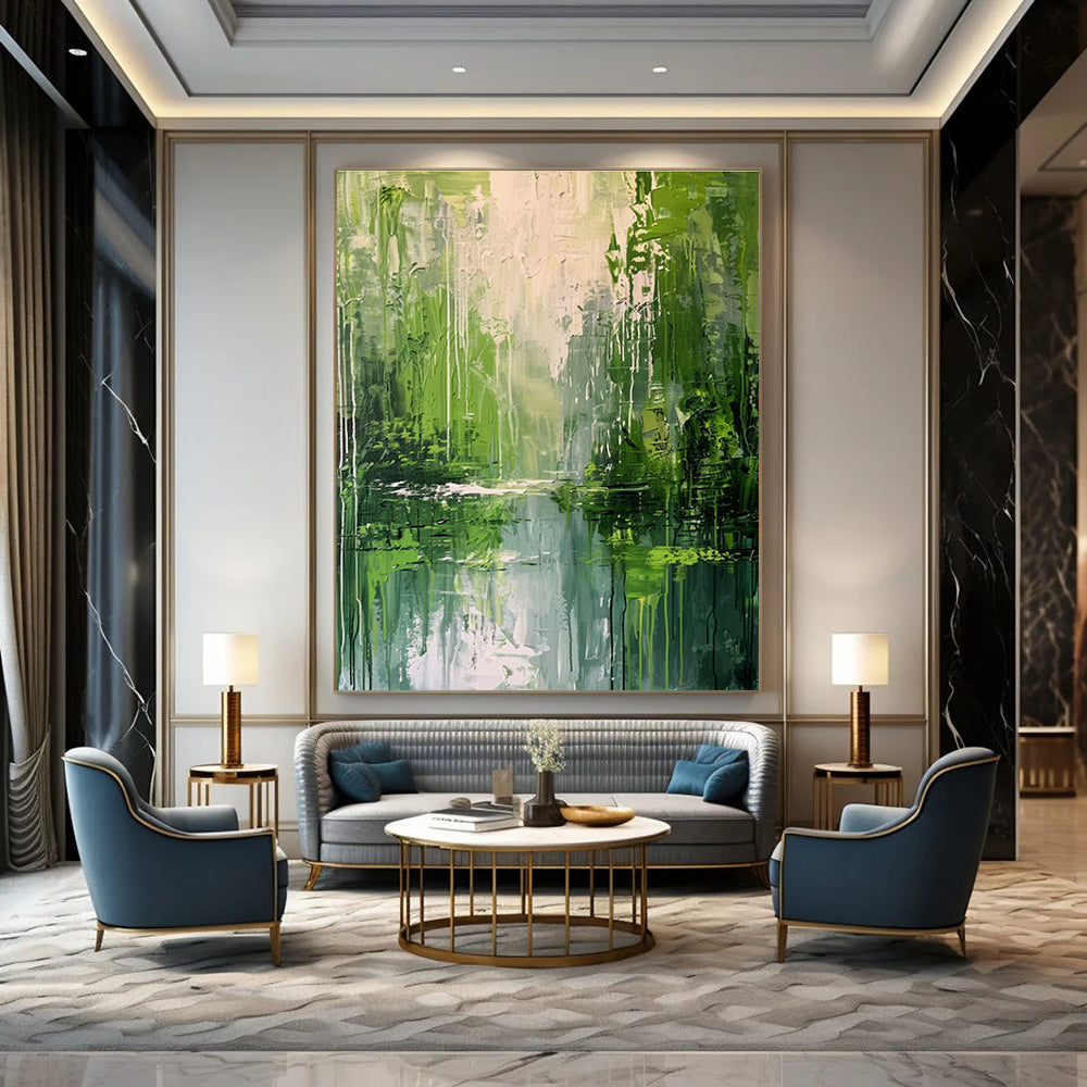 Green Grey Abstract Landscape Painting ADGE002