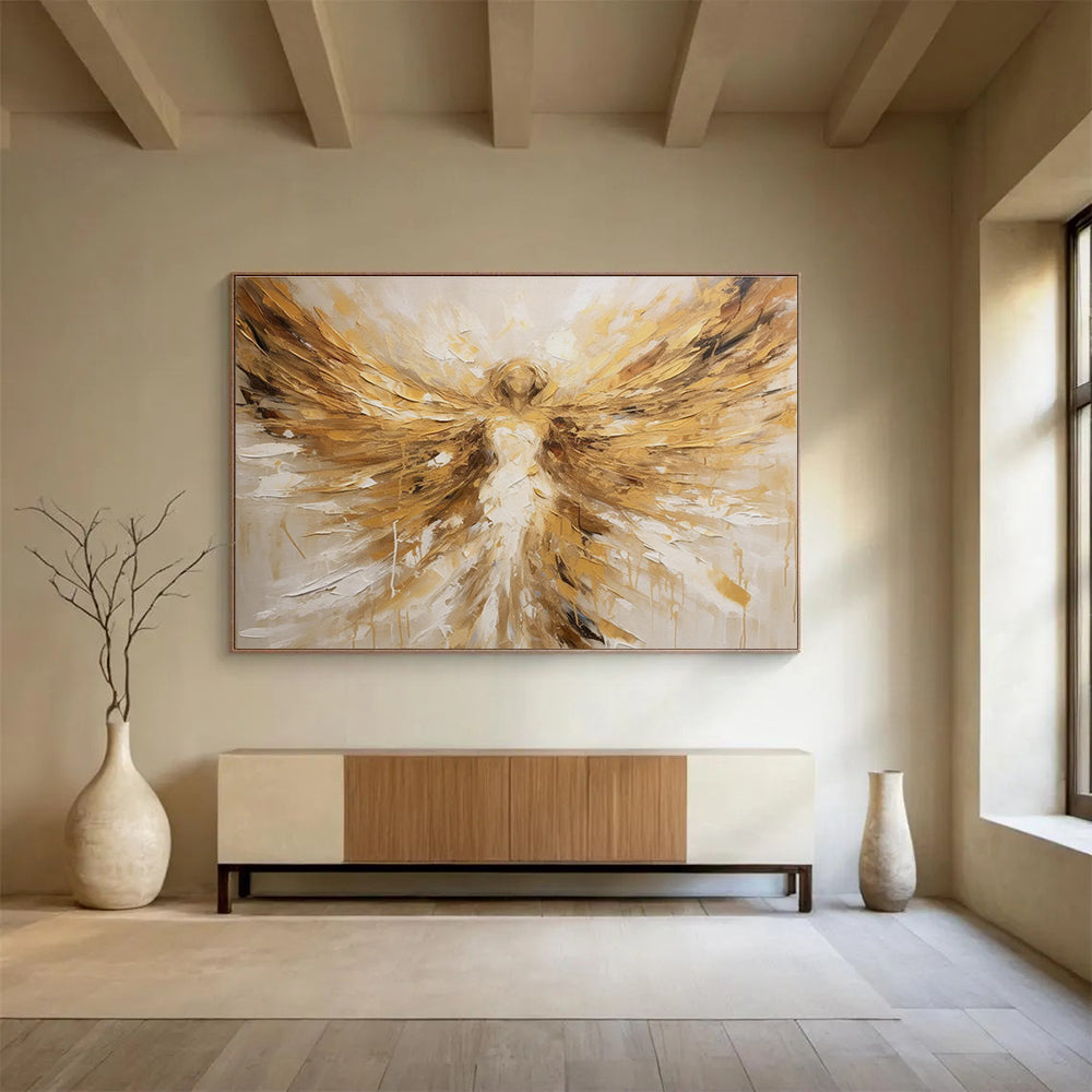 Golden and White Angel - themed Abstract Painting THY081
