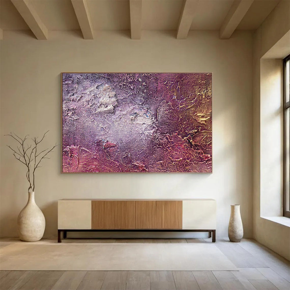 Purple Textured Abstract Painting with Rich, Layered Surfaces THY361