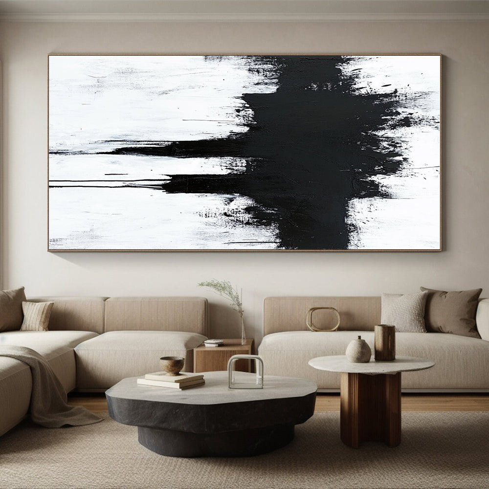 Dramatic Black Drip Abstract with White Background GER346