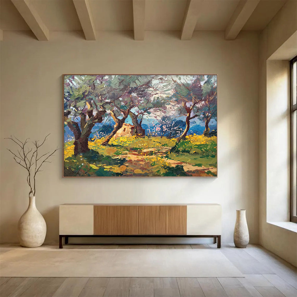 Green Yellow Olive Grove Abstract Painting THY474