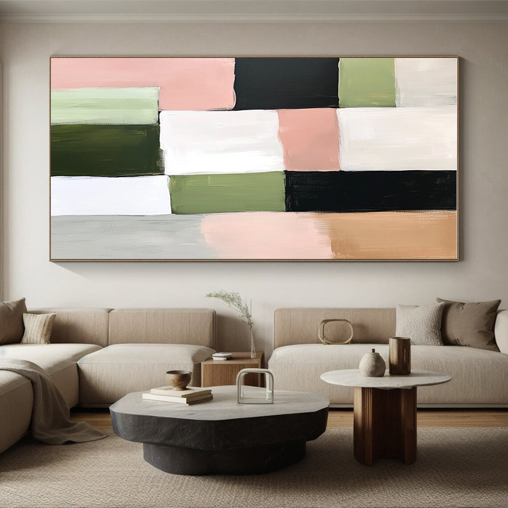 Colorful Block Abstract Painting with Soft Hues GER153