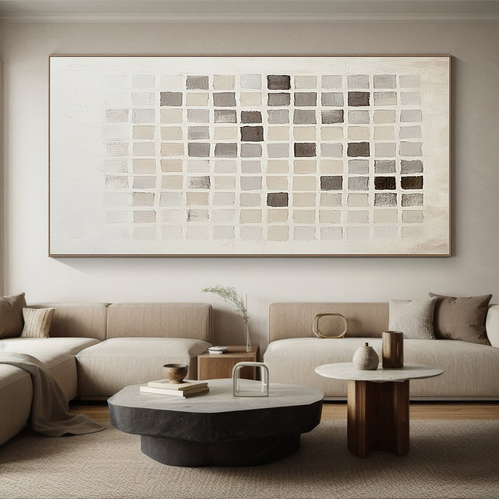 Grid - Style Neutral Tones Abstract Painting GER295