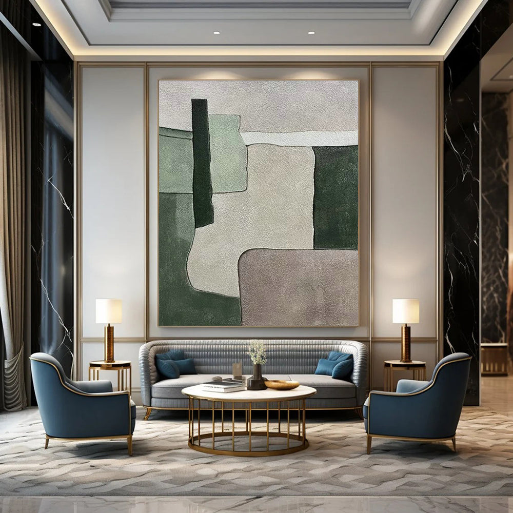 Oversized Abstract Hand - Painted Murals for Living Room Vaulted Ceilings & Entryway Soffits DLZ0589