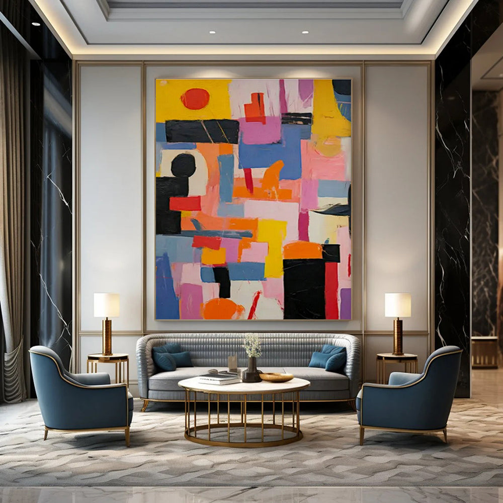 Large Hand-Painted Abstract Art for Bedroom Wardrobe Interior Door & Hallway Linen Closet Shelf Wall DLZ1767