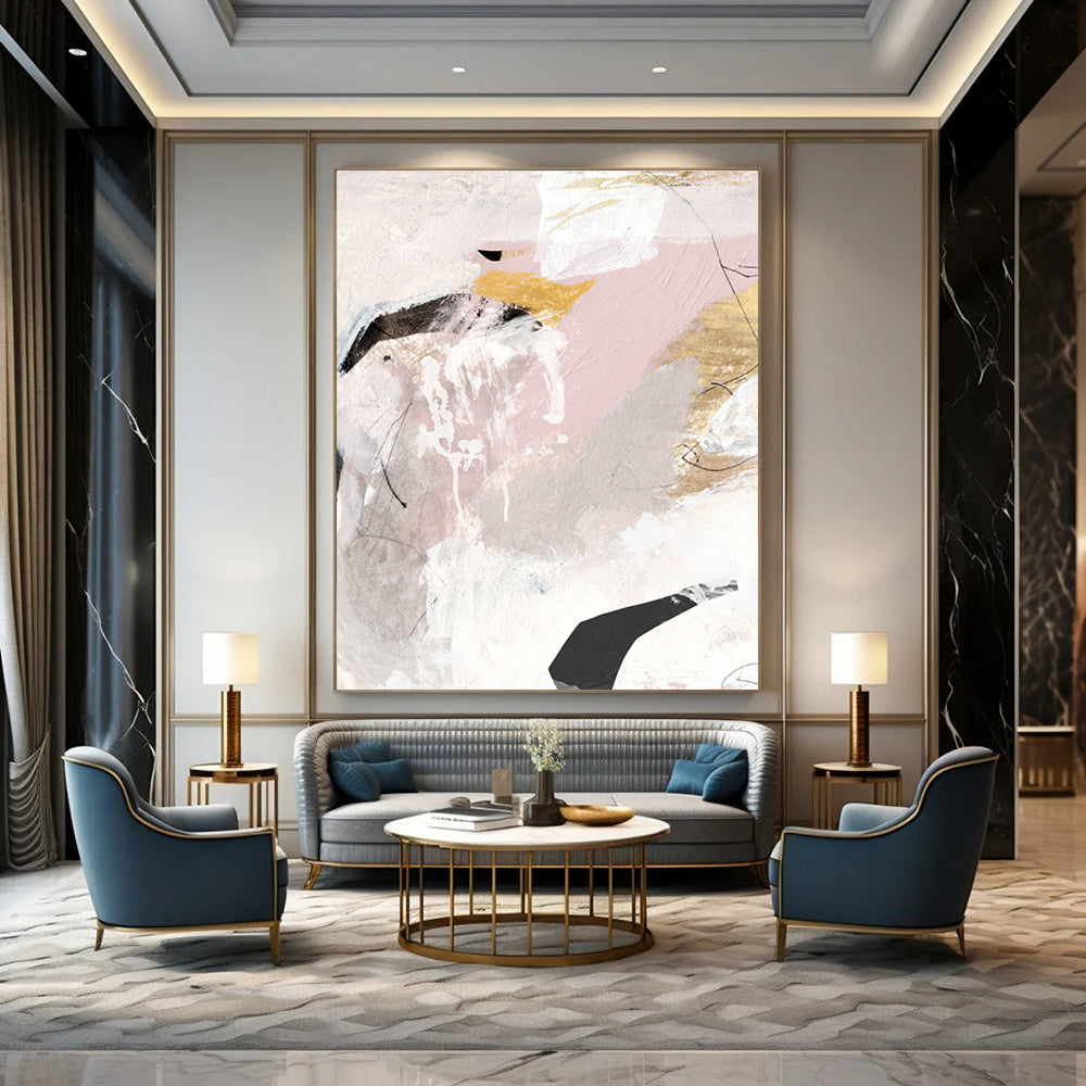 Pink and Gold Abstract with Subtle Details Painting ADGE188