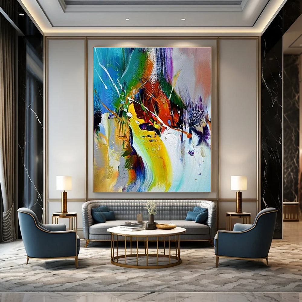 Dynamic Color Splash Abstract Painting with Energetic Movement ADGE414