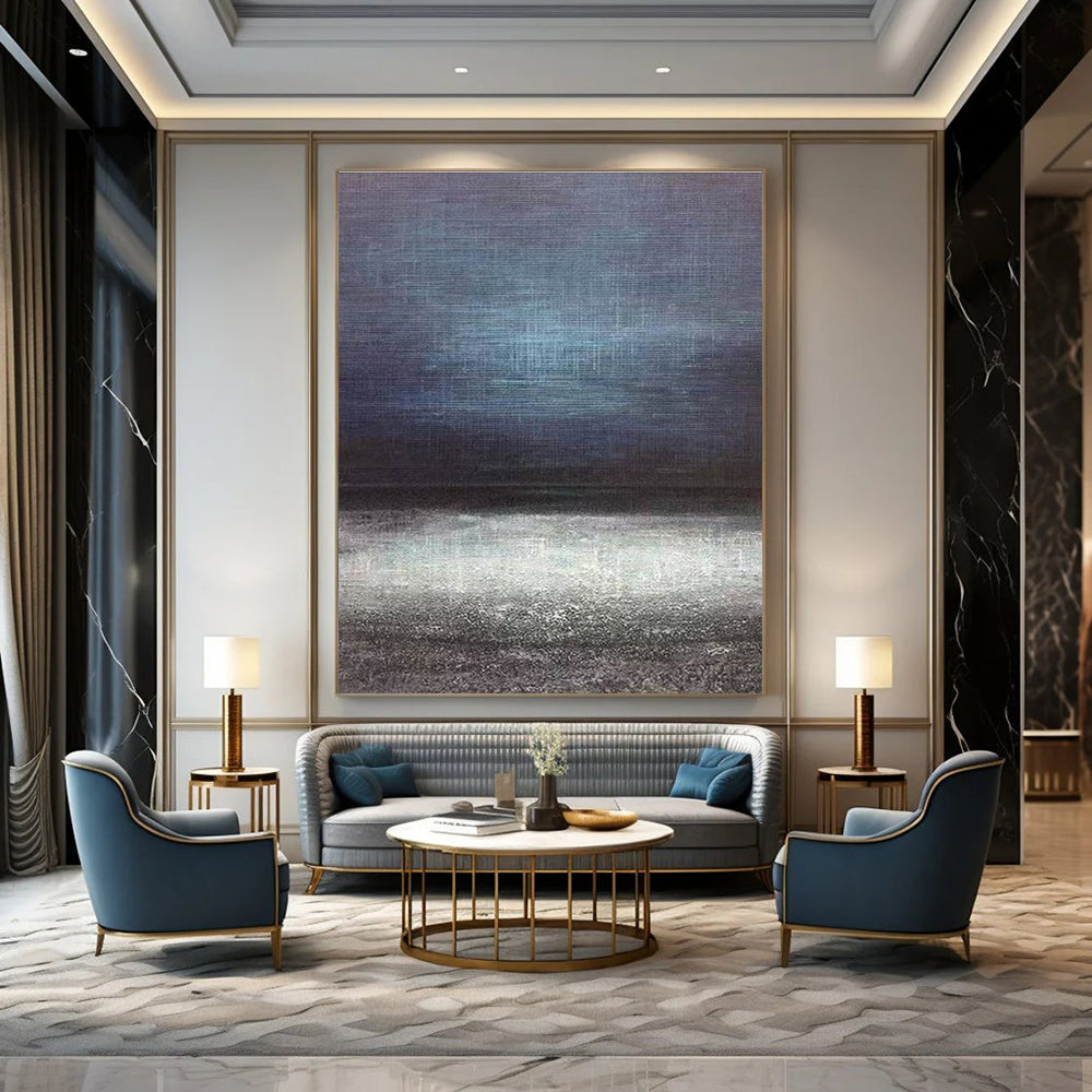 Blue Gray Abstract Gradient Painting ADGE259
