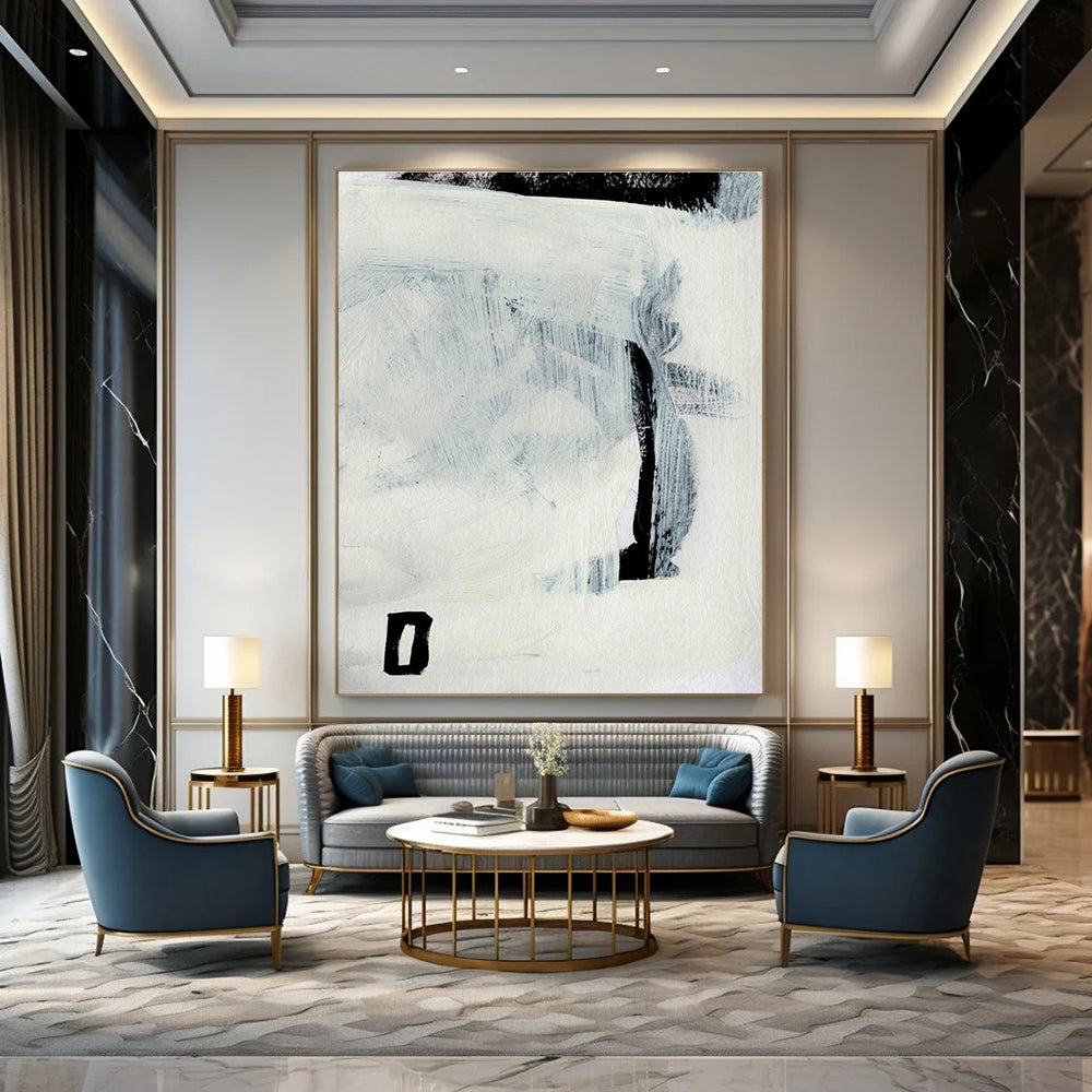 Minimalist Abstract with Gray and Black Forms Painting ADGE204