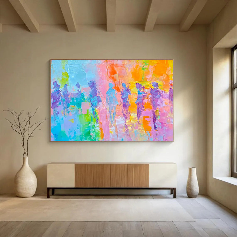 Colorful Figure Abstract Painting with Vibrant Background DYP318