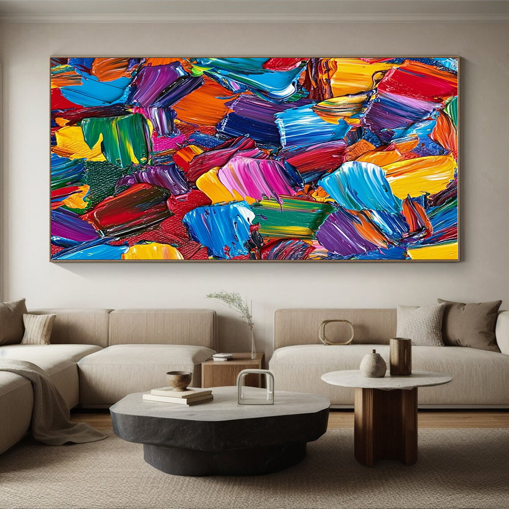 Colorful Palette Knife Abstract Painting with Vivid Pigments GER080