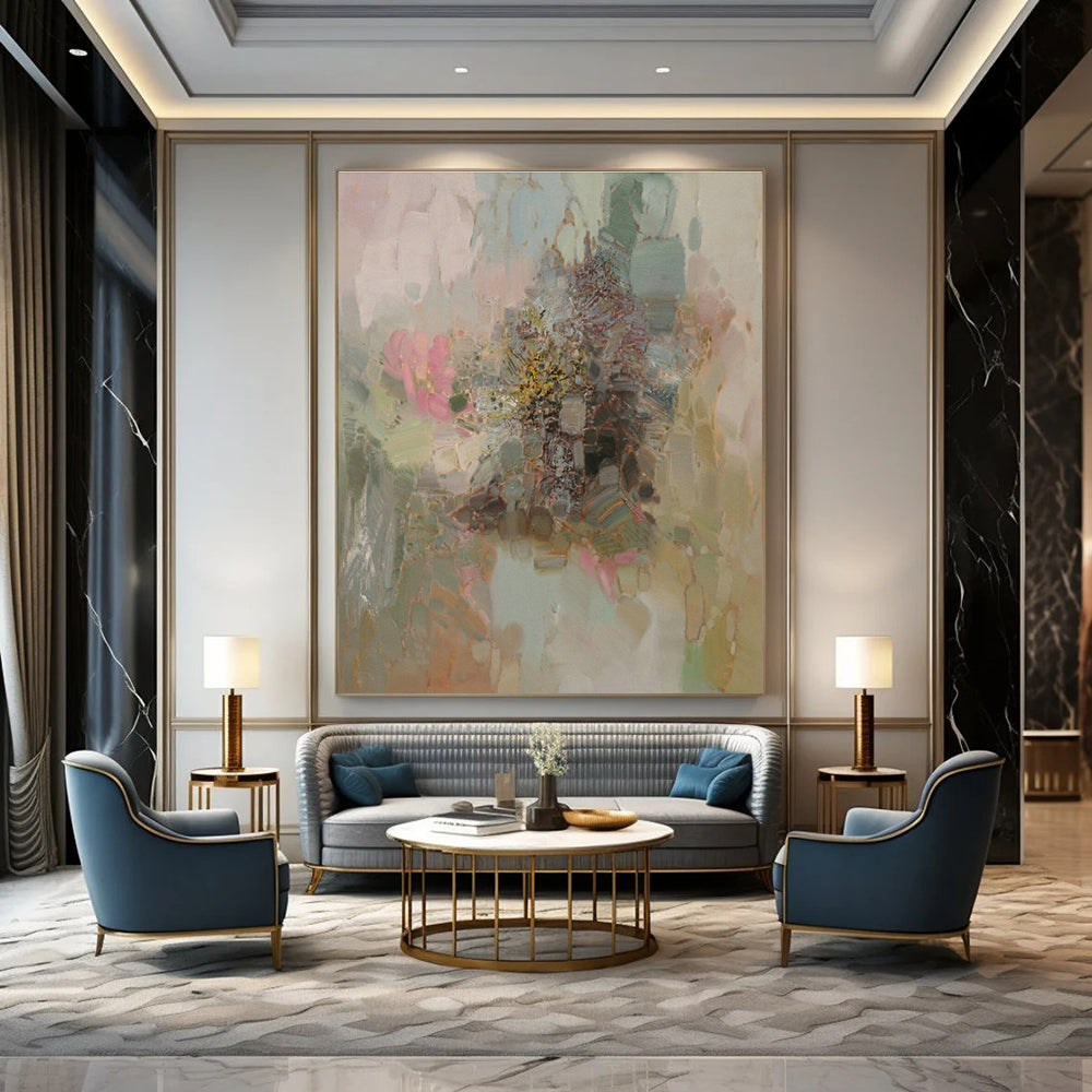 Enormous Custom-Created Handmade Abstract Canvas for Entryway & Office DLZ2076