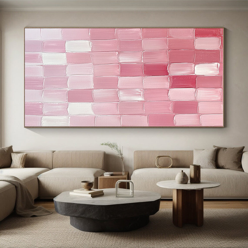 Pink Grid Pattern Abstract Painting GER865