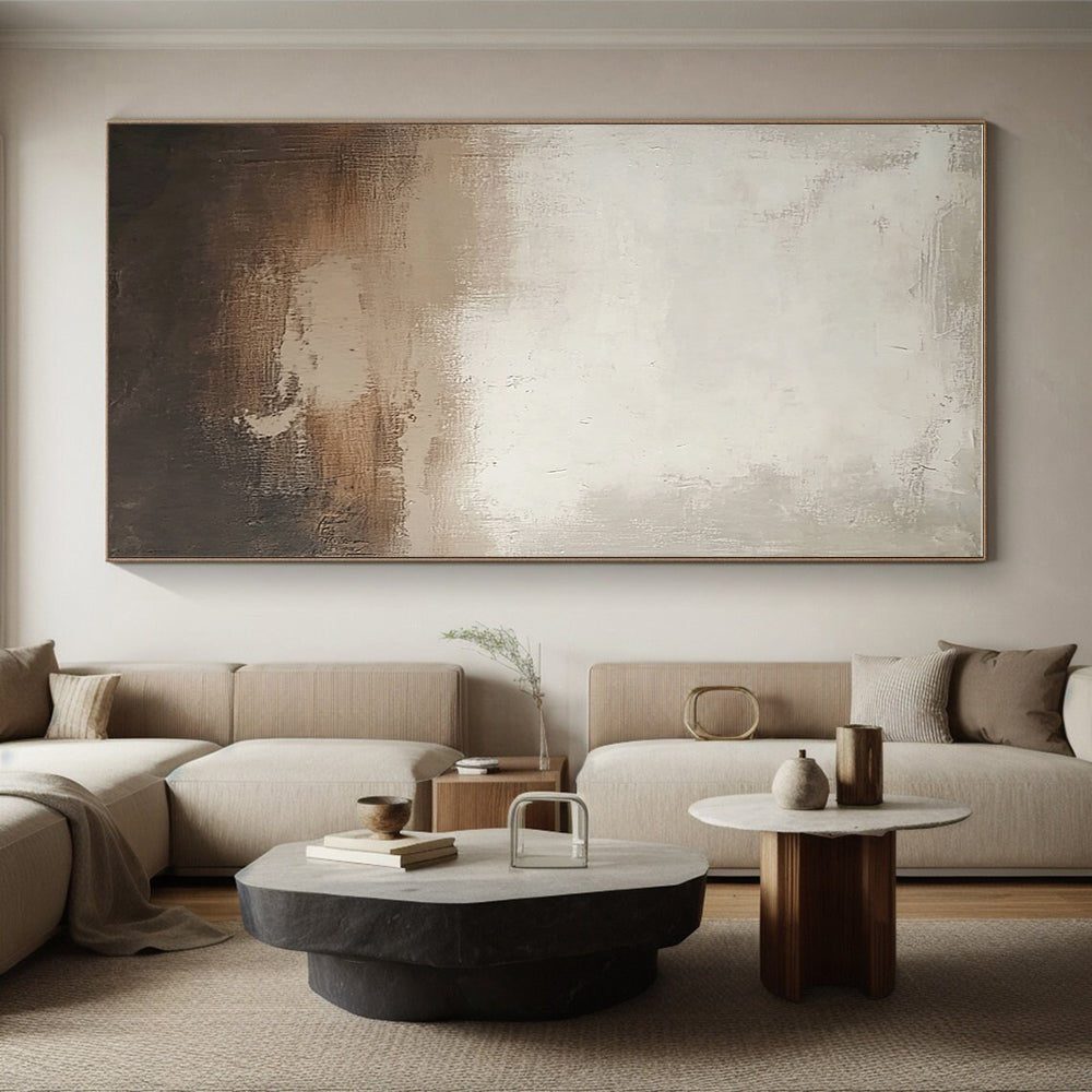 Earth - Toned Textured Abstract Painting with Subtle Layers GER250