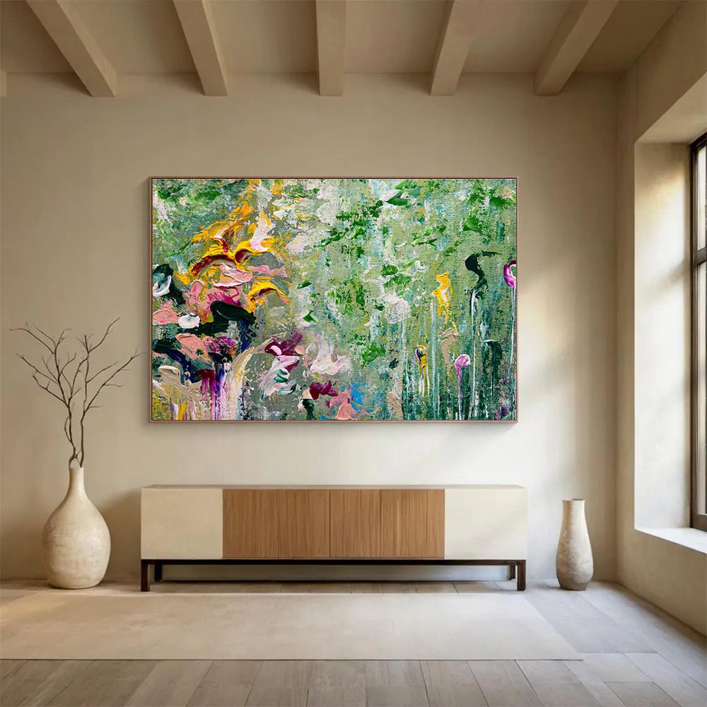 Floral Abstract Painting with Playful Flower Forms THY336