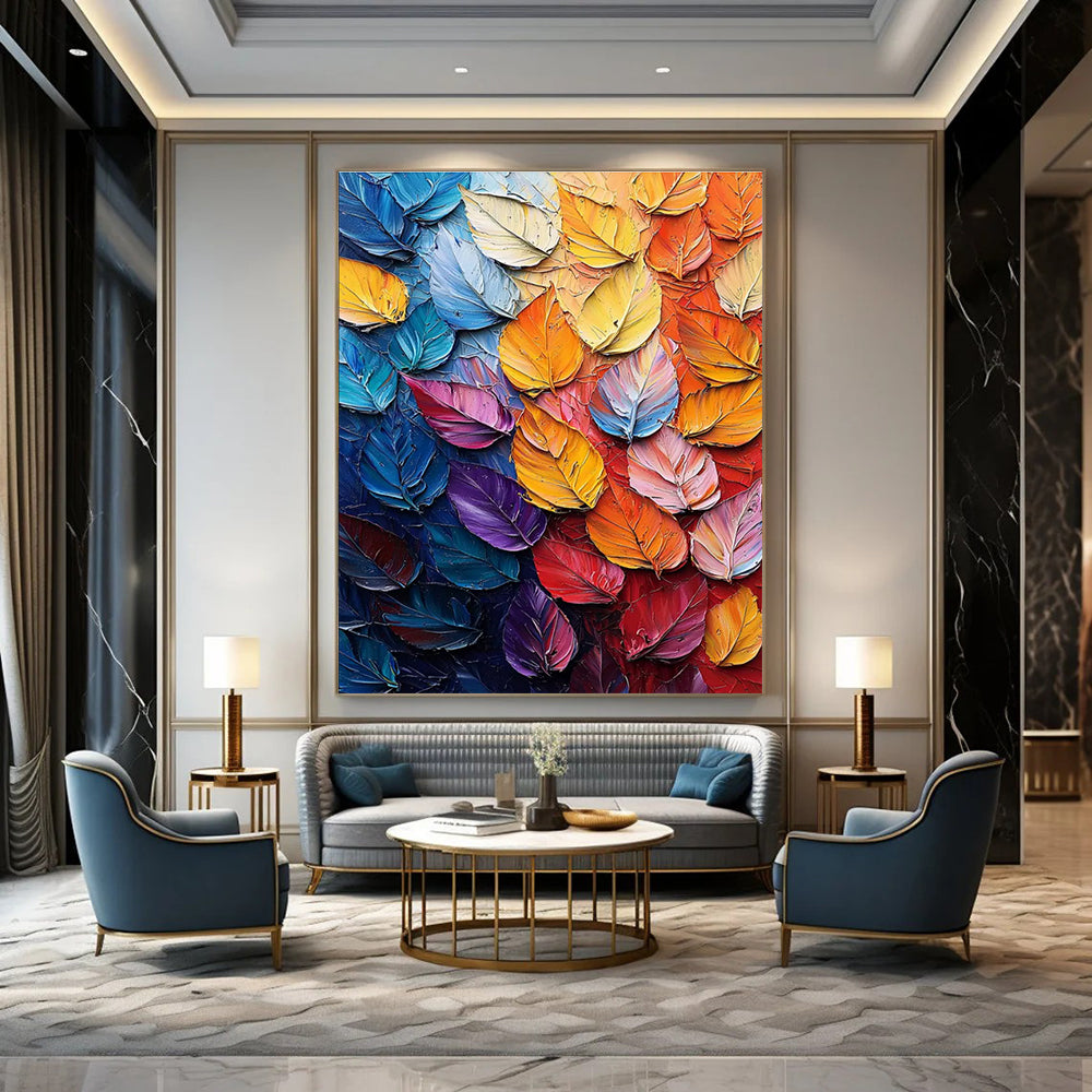 Colorful Leaf Abstract Painting with a Spectrum of Colors ADGE424