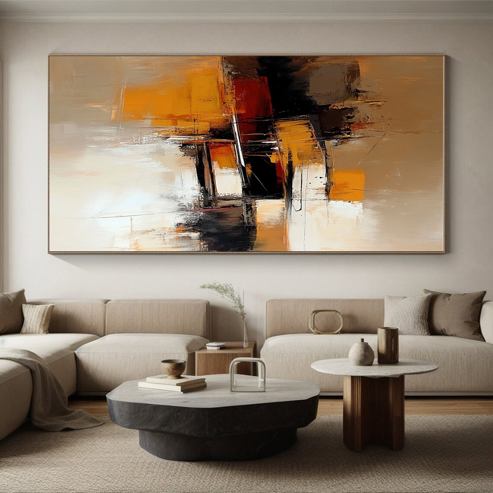 Warm - Toned Abstract Painting with Industrial Vibes GER578