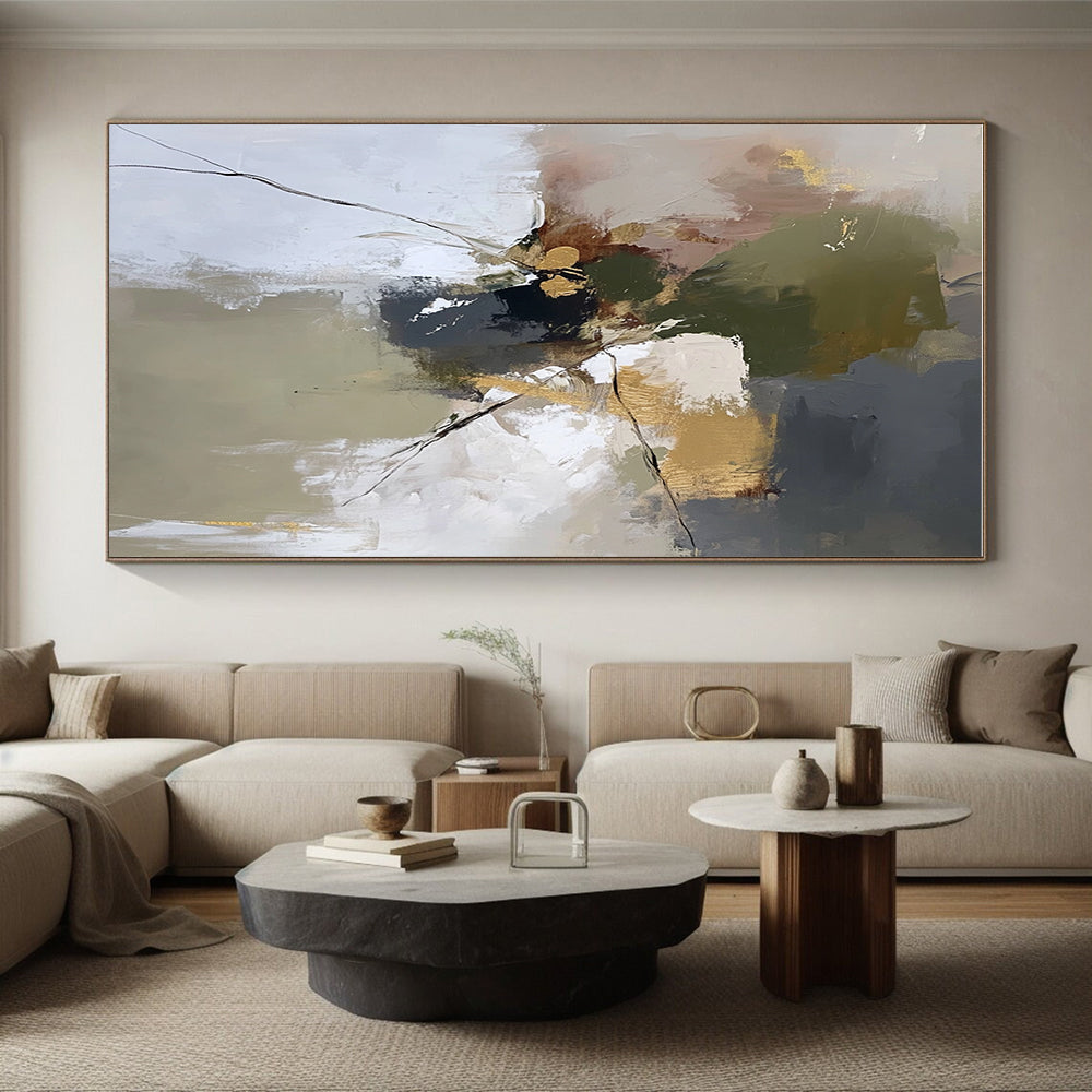 Earth Tone Abstract Painting with Textured Accents GER465